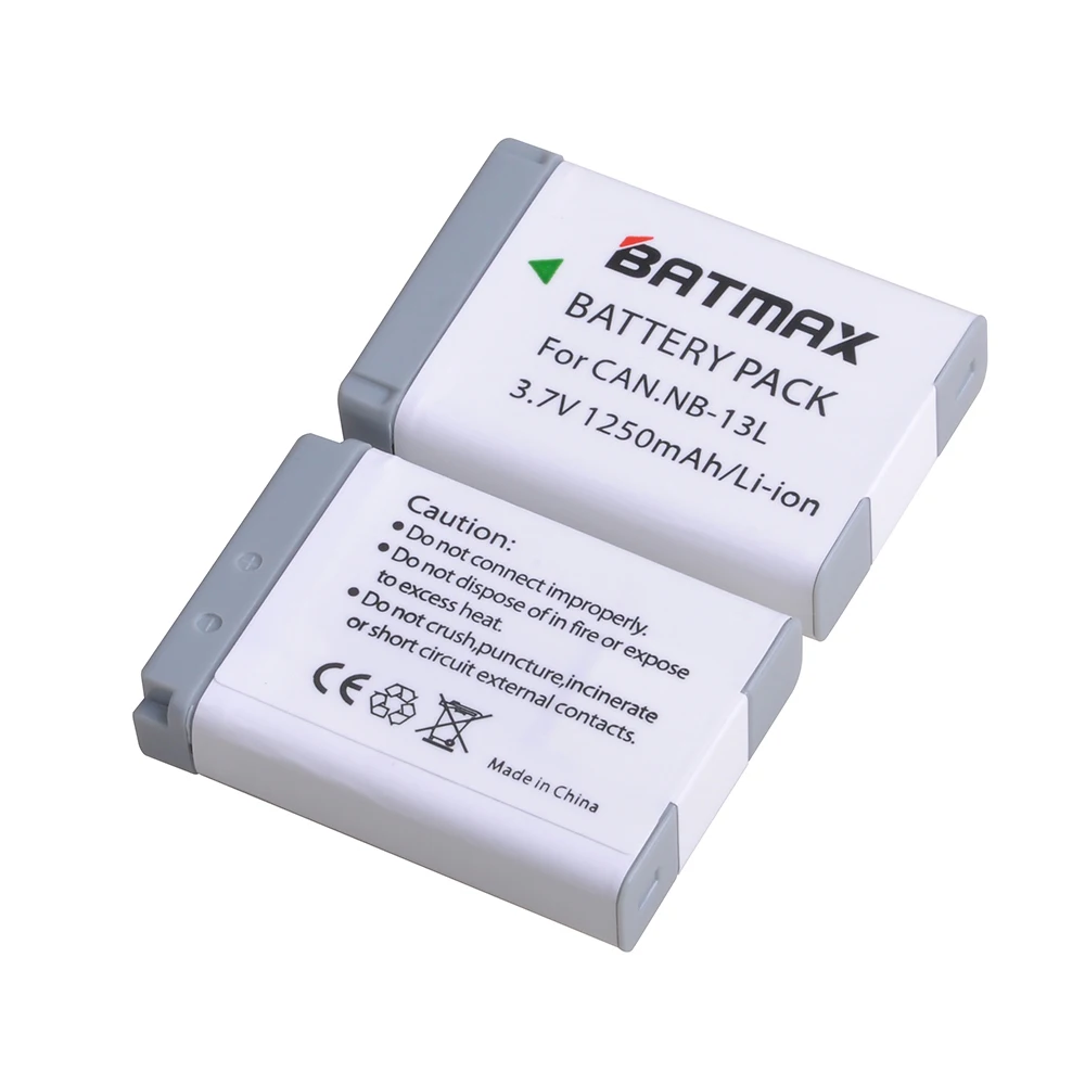 Batmax NB-13L NB13L 1250 мАч аккумулятор + светодиодный двойной зарядное устройство с