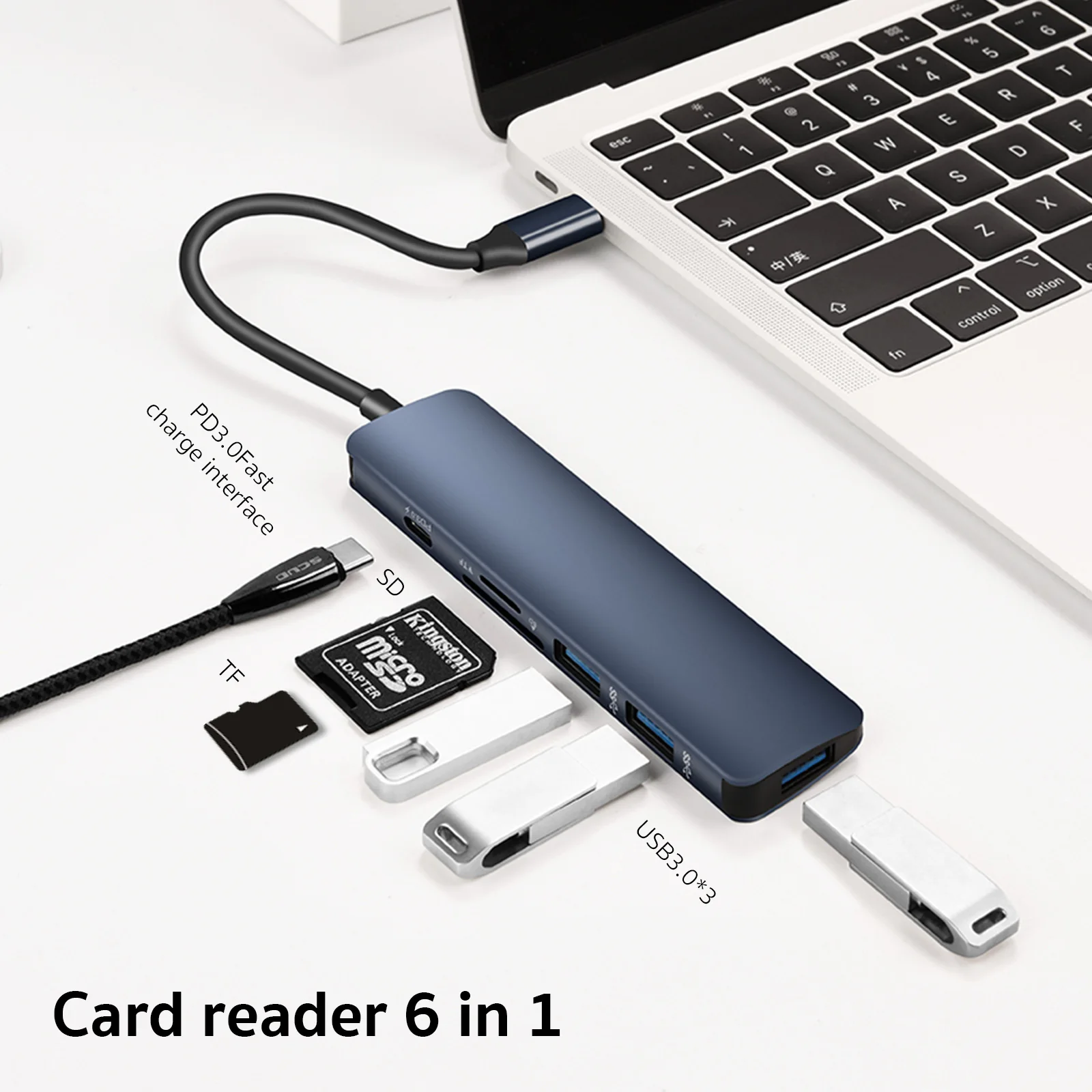 

USB HUB C HUB Adapter 6 in 1 USB C to USB 3.0 HDMI-Compatible Dock for MacBook Pro For Nintendo Switch USB-C Type C 3.0 Splitter
