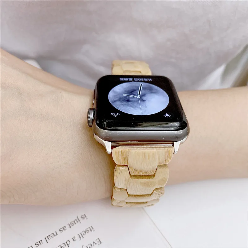 Роскошный браслет из вишневого дерева для Apple Watch 44 мм 40 38 42 IWatch Series 6 5 4 3 2 1
