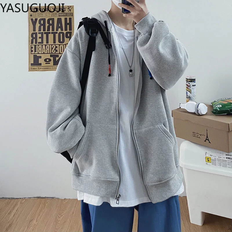 Толстовка YASUGUOJI Мужская однотонная Повседневная худи в японском стиле