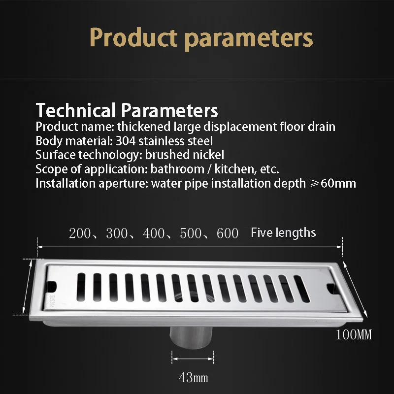 Большой водоизмещающий дезодорант слив для пола душа из нержавеющей стали 304
