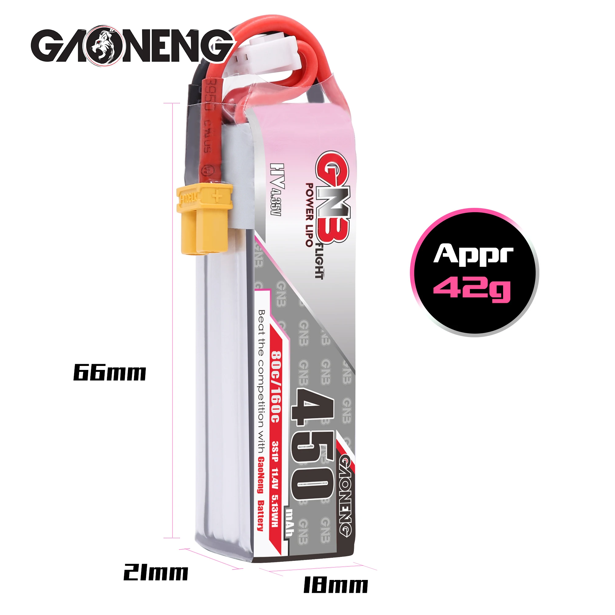 2 шт. Gaoneng GNB 450 мАч 3S 11 4 в 80C/160C HV Lipo батарея XT30/JST разъем для FPV гоночного дрона оси