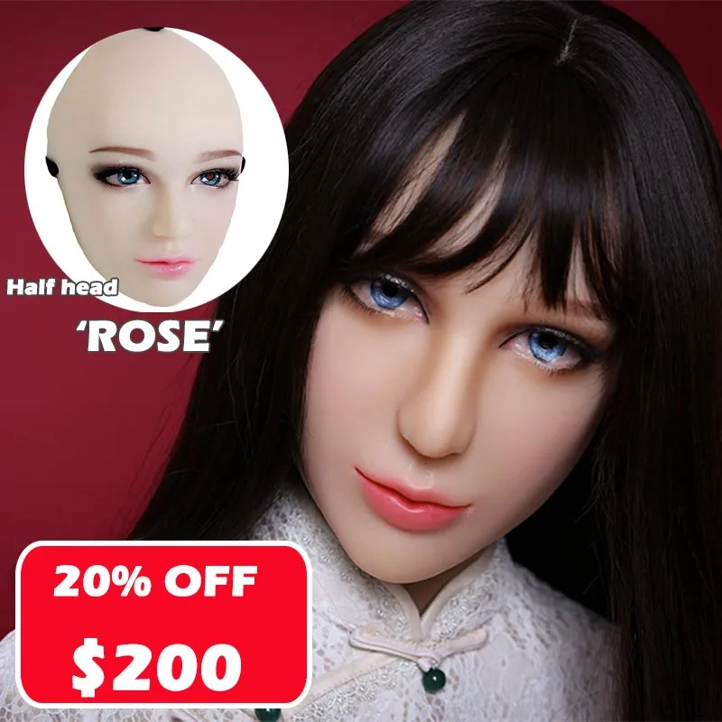 Poppy) кроссдрессер силиконовый женский кигуруми на всю голову Косплей DMS открытый рот с мячом кляп транссексуал секс маска Драг королева - Цвет: Half Head Rose