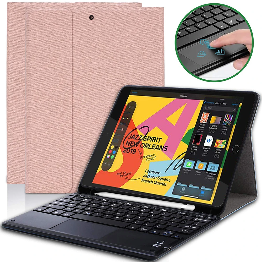 Для iPad 10 2 (2019) Сенсорная Bluetooth американская клавиатура + комплект из искусственной