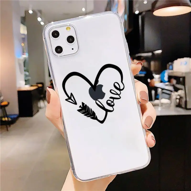 

Simple Lines Love Heart Phone Case Transparent soft For iphone 5 5s 5c se 6 6s 7 8 11 12 plus mini x xs xr pro max