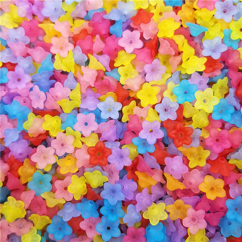 

Multicolor 9x4mm Acrylic DIY Accessories 200PCS Fashion Small Morning Gory Transparent Frosted Beads Caps Flower Jewelry Making