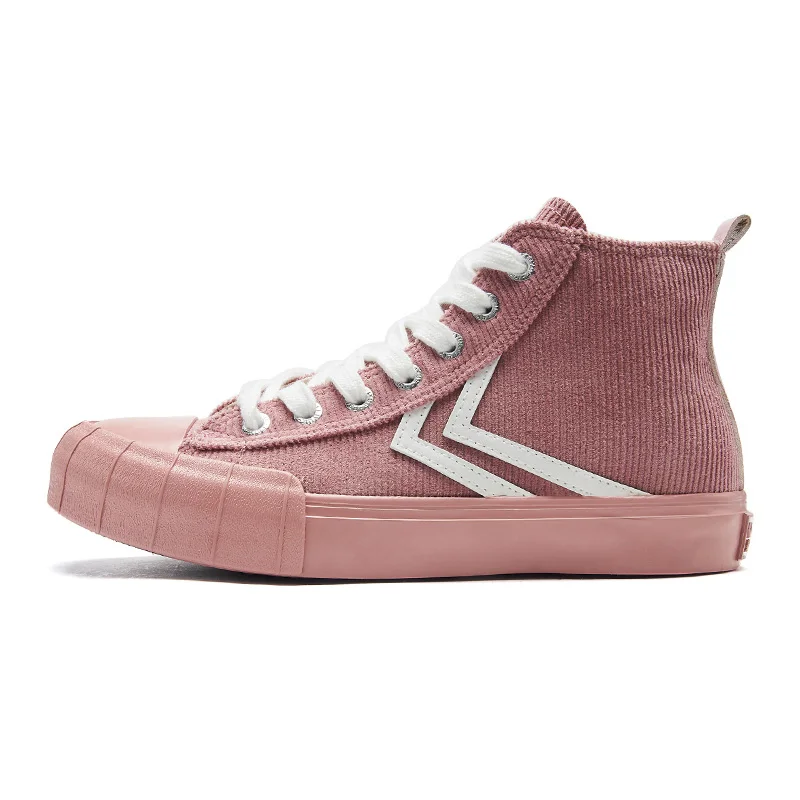 Pink Feiyue/Высокая Повседневная обувь; коллекция 2160 года; Женская обувь в стиле ретро с эластичной стелькой на шнурках; модные вельветовые туфли; мужские осенние туфли на плоской подошве в уличном стиле - Цвет: Pink