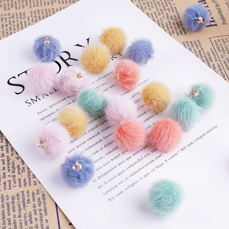 

10Pcs DIY Pompon Imitation Mink Fur Balls for Ring Keychain Shoes Hats Fluffy Pom Pom DIY Crafts Accessories Material