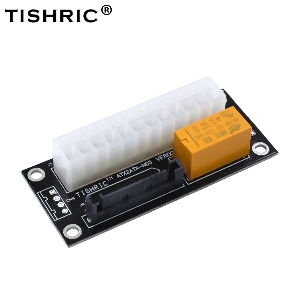 

TISHRIC PC Block Synchronizer Dual PSU Power Supply Adapter Add2psu ATX 24Pin To 4pin/SATA Molex Riser Cable Miner Mining