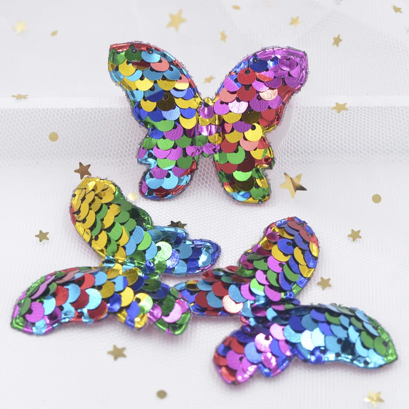8 шт. блестящие красочные Аппликации Бабочки с блестками вышивка нашивки для
