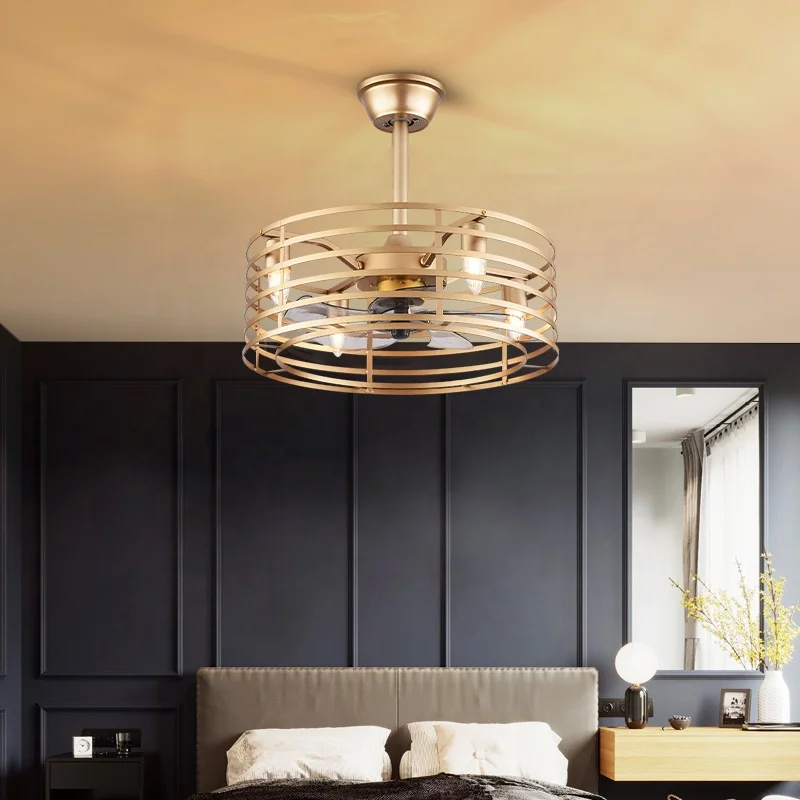 Круглая черная Потолочная люстра с вентилятором и пультом дистанционного