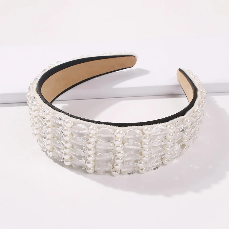 

Wedding Bridal Jewelry Headband Clear Crystal Glass Drill Beading Floral Hair Hoop Romantic Banquet Party Headdress
