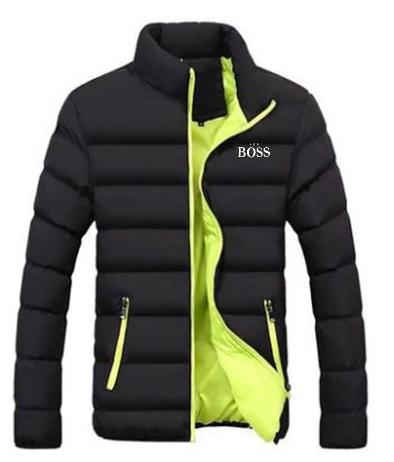 

YES BOSS Print Winter Jacket Men Thick Warm Jacket Slim Casual Hooded Male Parka Jacket Men Cotton Thick Parka Jacket