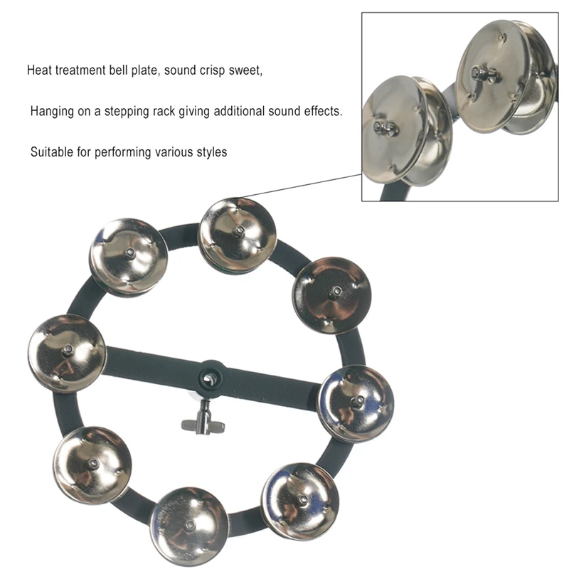 

Portable Hi Hat Tambourine with Row Steel Drum Instrument Hi-Hat Tambourine Accessories