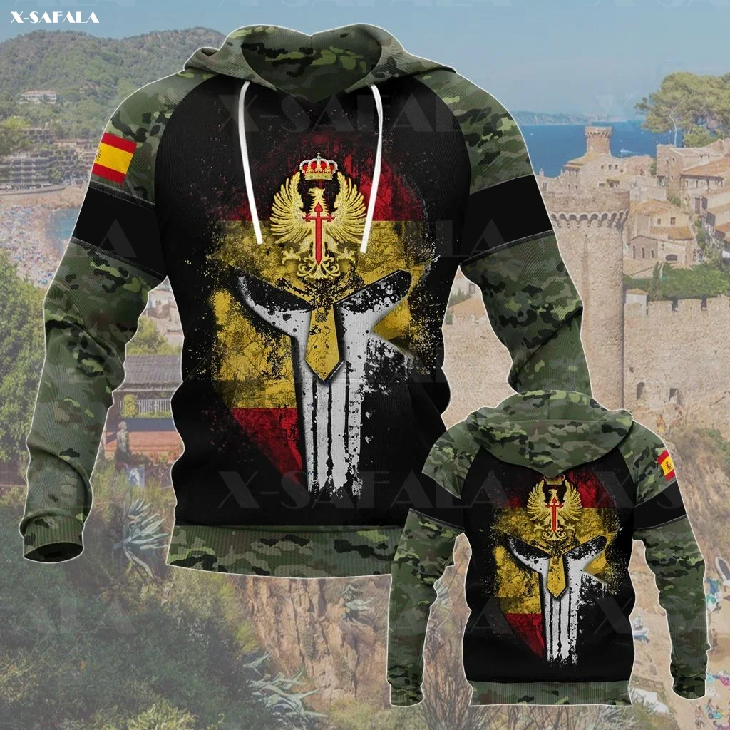 

Spanish Veteran Army Camo Skull 3D Print Zipper Hoodie Man Thick Cotton Pullover Sweatshirt Hooded Jacket Jersey Tracksuits