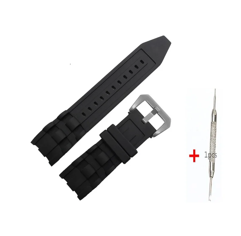 white buckle 1 шт. 26*24 мм силиконовый резиновый ремешок для часов черный роскошный мужской браслет ремешок для часов заменить мужской т-ремешок без пряжки для/Invicta/Pro/Diver - Цвет: white buckle