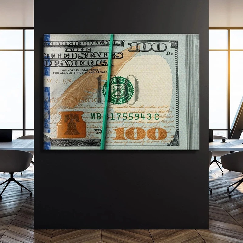 

USD Dollar Money Canvas Art Poster and Print Inspirational Modern Paintings on The Wall Decorative Pictures for Home Room Decor