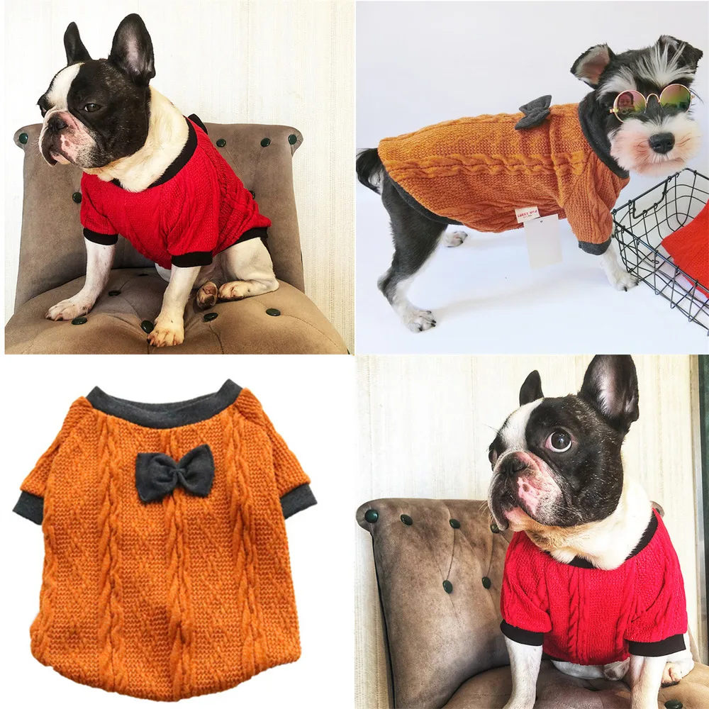 

Одежда для мопса, одежда для французского бульдога, зимний свитер для собаки, вязаная одежда, пудель, Бишон, померанский шнауцер, костюм, нар...