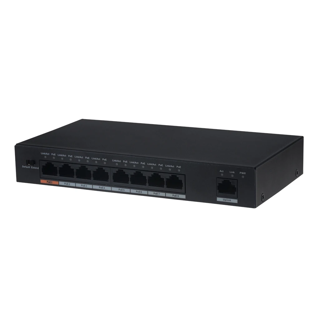 Dahua PoE коммутатор 8CH Ethernet выключатель питания DH S1500C 8ET1ET DPWR Поддержка 802.3af 802.3at POE + Hi