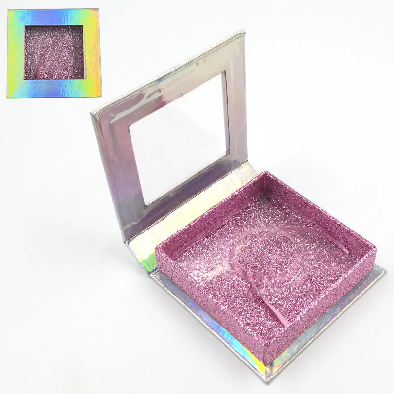 

Wholesale False Eyelash Packaging Box Lash Boxe Custom Faux Cils Mink eyelashe Package Magnetic Storage Glitter Pink case Vendor