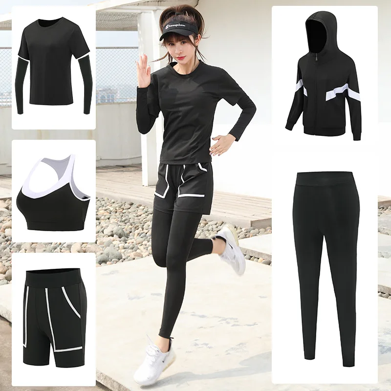 

5 Piece Suit Gym Sportswear Yoga Clothes Yoga Suit Female Large Size Loose Fitness Yoga Set Sports Running Quick-drying Clothes