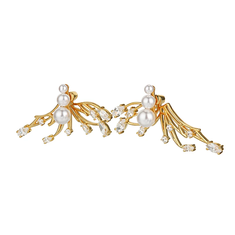 

Luxury Big Butterfly Stud Earrings For Women Exquisite Elegant Cute Zircon Pearl Gold Color Ear Jewelry Gift