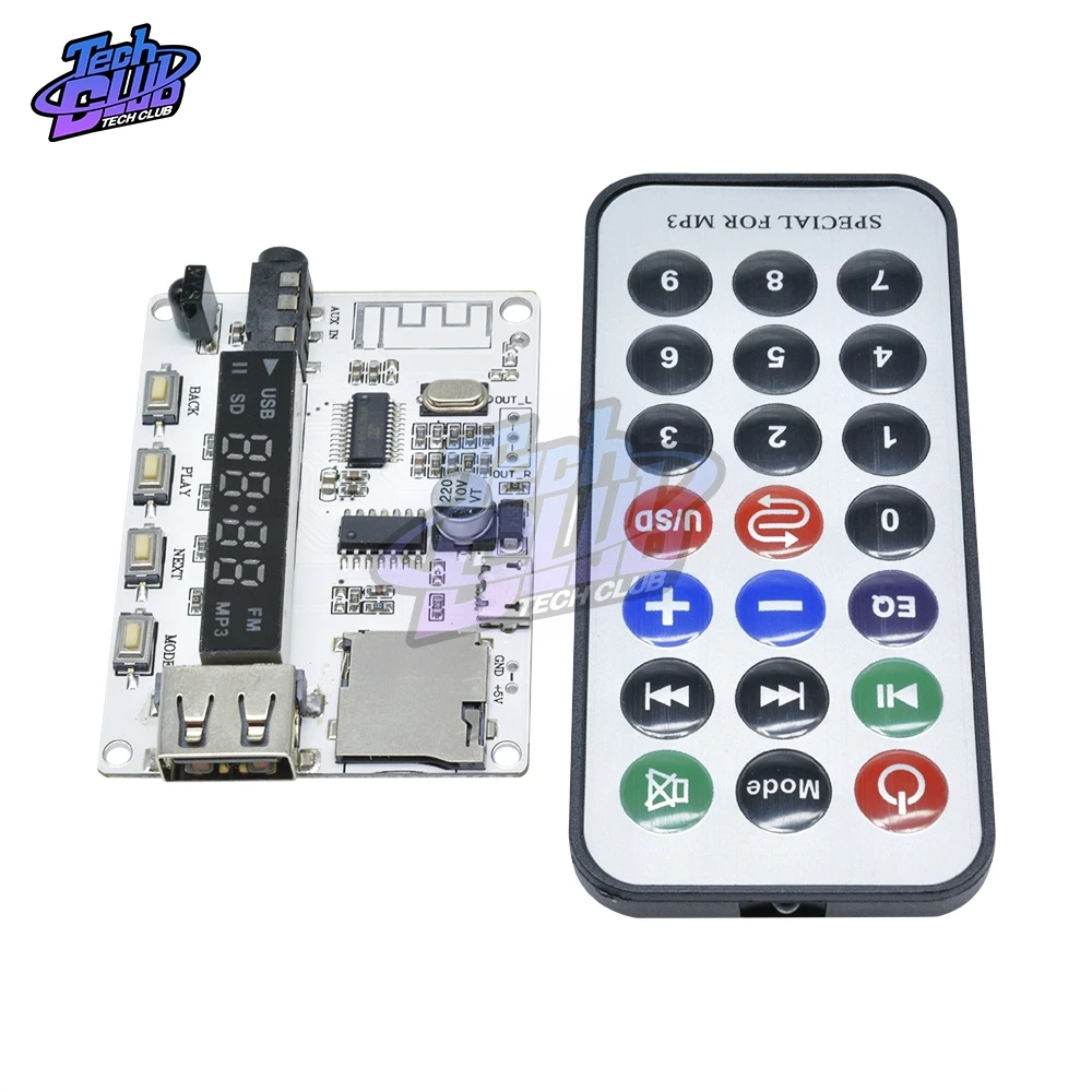 Цифровой светодиодный беспроводной Bluetooth FM MP3 декодирующая плата TF Micro SD карта