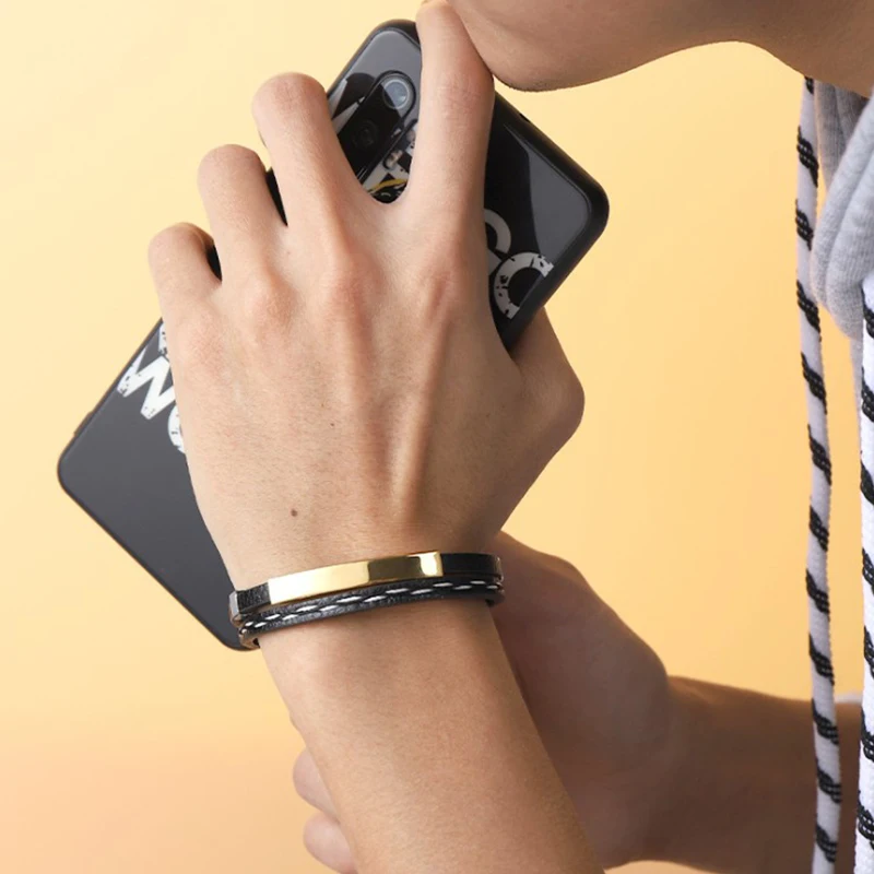 Новинка модный Плетеный Черный Браслет JOINBEAUTY из искусственной кожи Простые