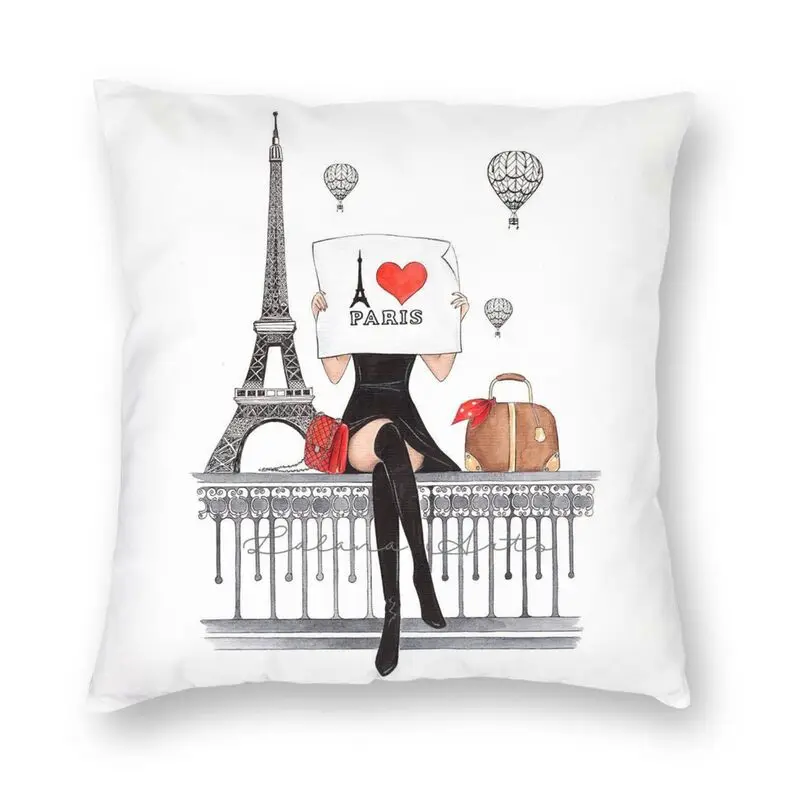 

Fashion Mom Cushion Cover 45x45 Home Decorative Print Cartoon Mama Paris Love Throw Pillow Case for Car Double Side