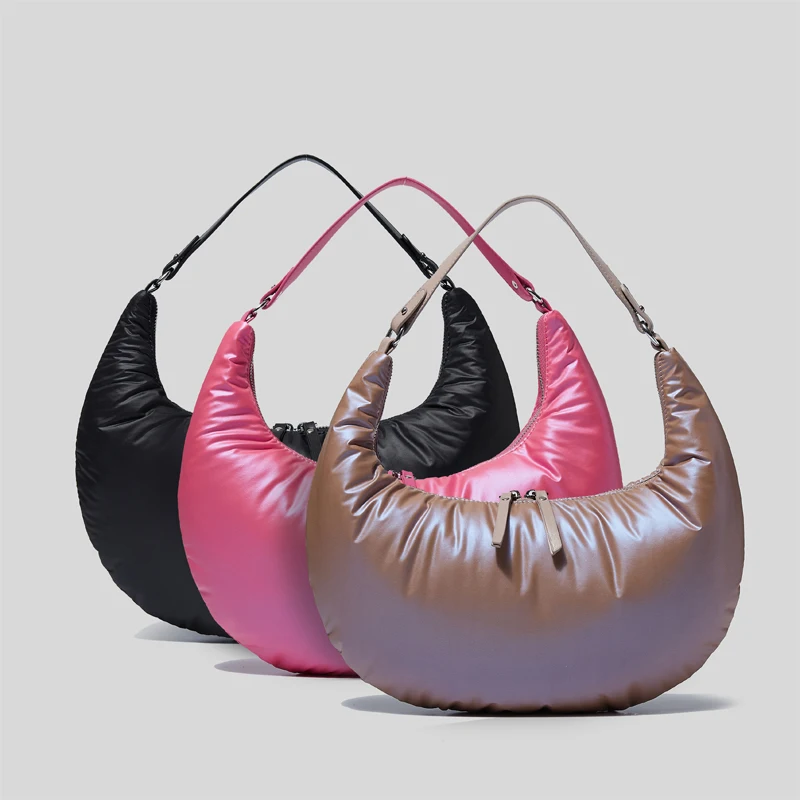 

Модные дамские сумочки с подкладкой Half Moon Sapce, дизайнерские хлопковые дамские сумочки на пуху, Высококачественная большая сумка-тоут, зимни...