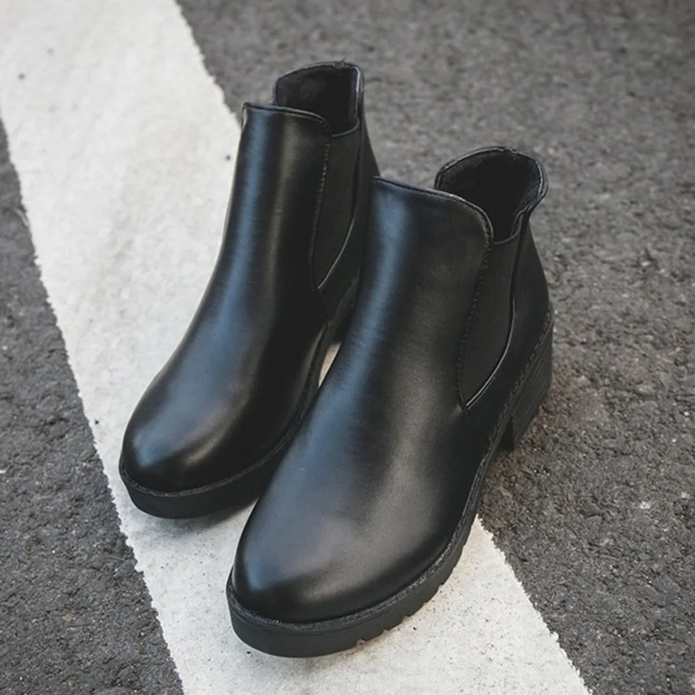 Осенние ботинки на квадратном каблуке женская обувь из натуральной кожи