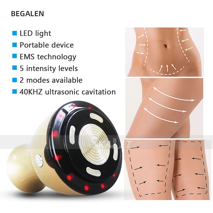 Ultrasonic Cavitation Slimming Beauty Device Galvanic EMS Fat Burner LED Light Anti Cellulite Weight Loss Ultrasound Massager