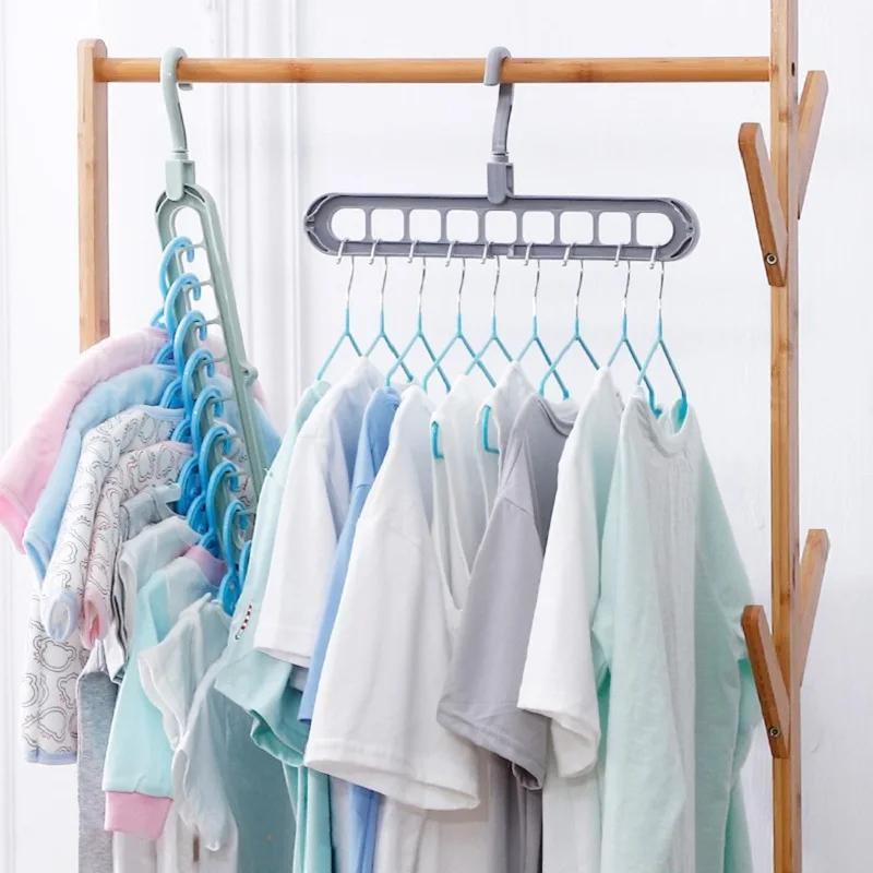

9-hole Clothes hanger organizer Space Saving Hanger multi-function folding magic hangers drying Racks Scarf clothes Storage