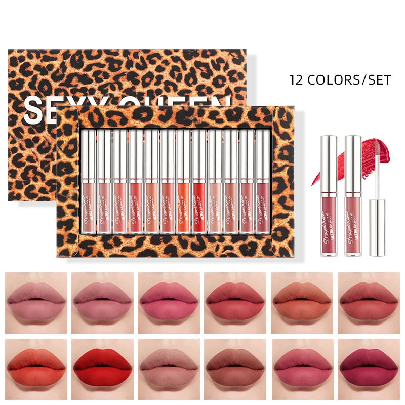 

High Quality 12pcs/setVelvet Lip Glaze Matte Texture Easy Coloring Long Lasting Smooth Lipstick All-Matched