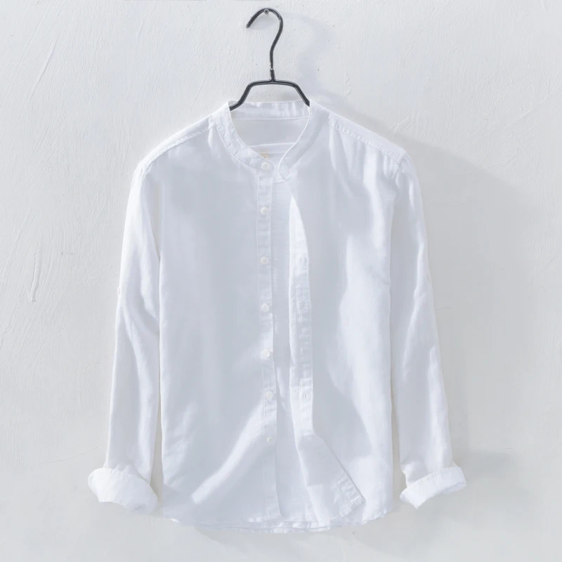 Новые белые рубашки с длинными рукавами и воротником-стойкой мужская брендовая