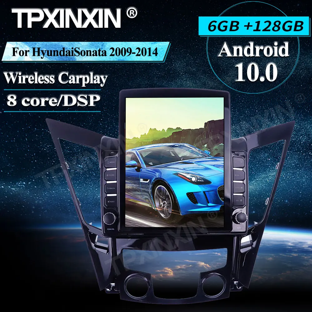 구매 현대 소나타 128-2009 차량용 멀티미디어 플레이어, 6 + 2014G ROM 안드로이드 무선 카플레이 스테레오 수신기 라디오 자동차 GPS 네비게이션