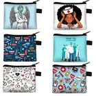 Сумочка для монет с изображением доктора в маске, ЭКГ, женская сумка для монет, милая медсестра с крыльями, держатель для монет для девочек, Подарочный кошелек