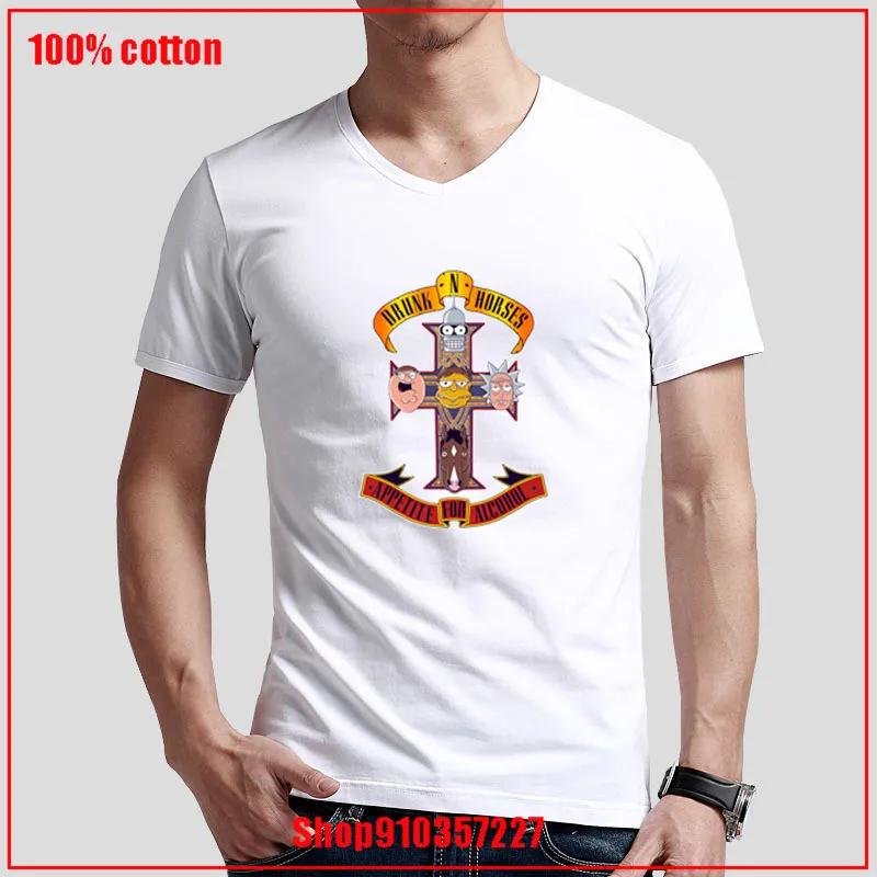 Футболка с v-образным вырезом и забавными Морти пьянками Рик кони персональная