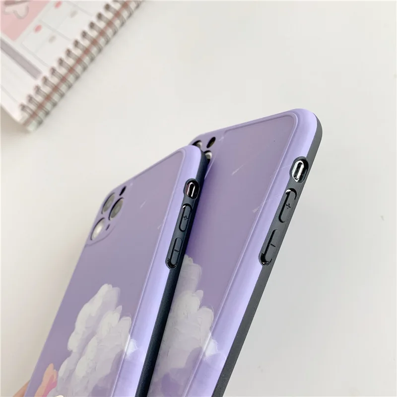 Ретро искусство рисовать картину маслом фиолетовый облака чехол для телефона