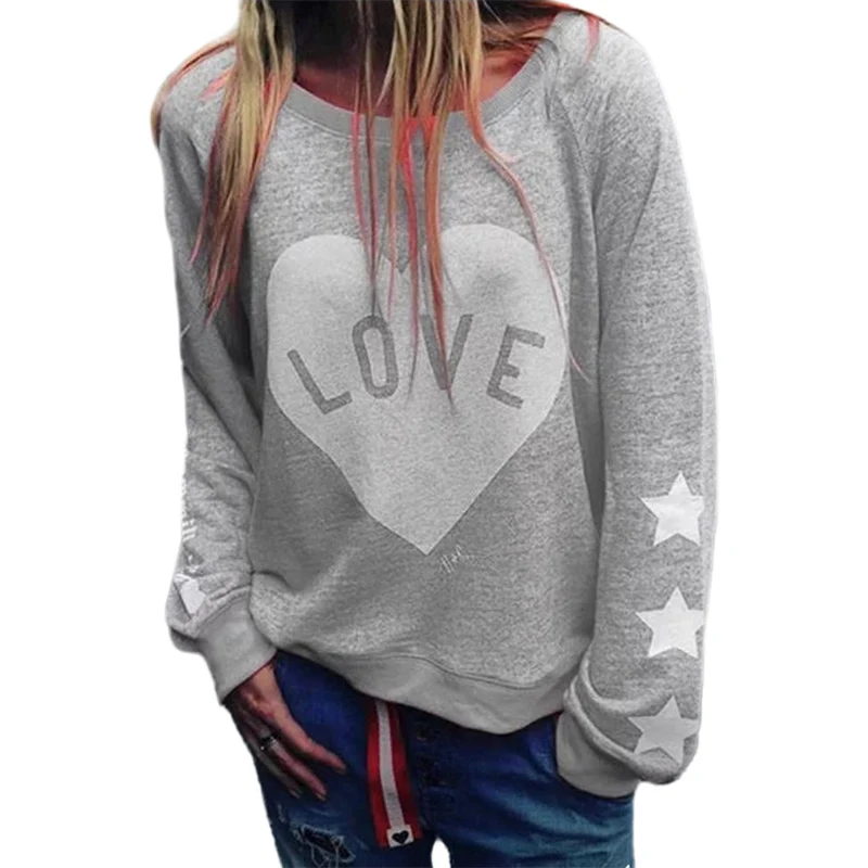 

5XL Woman Sweatshirt Long Sleeve Casual Loose Pullover Clothing Oversize O-neck Tunic Mujer Love Heart Printed Women Sweashirts