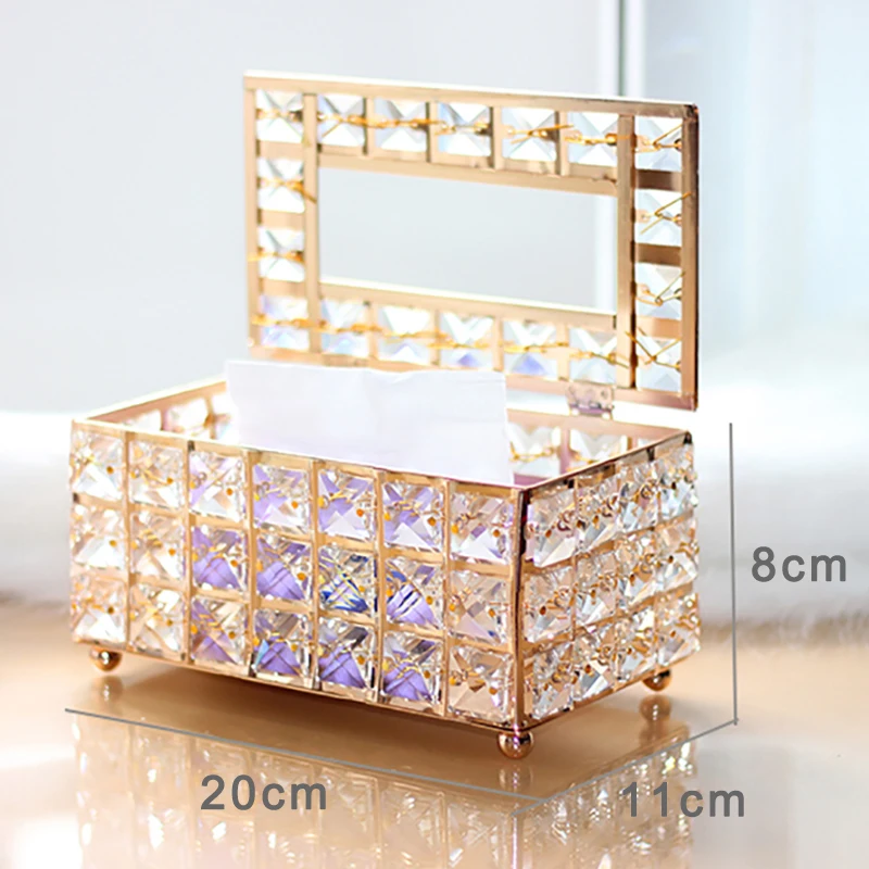 

European Crystal Tissue Box Removable Tissue Napkin Dispenser Holder Table Kitchen Living Room Dining Room Decor Storage Box