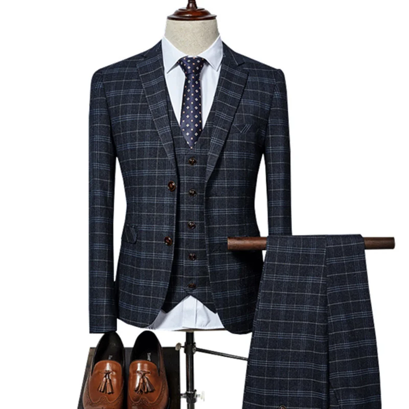 

Жилет Jas Broek, новинка 2021, мужское модное Эксклюзивное свадебное платье в клетку, мужской Комплект из трех предметов, деловой Повседневный бле...