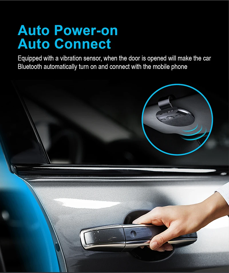 

Bluetooth 5.0 Handsfree Car Kit Loud Speakerphone MP3 Music Player Sun Visor Clip Universal Wireless Audio Receiver For BMW E46