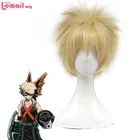Парик L-email MHA Bakugou, стандартные парики BNHA для косплея, 30 см, желтые короткие мужские парики, термостойкие синтетические волосы