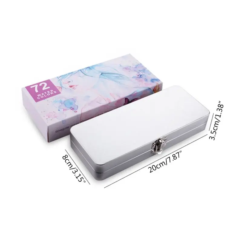 

72 Color Solid Watercolor Paint Set with 3 Paint Brushes Kit Portable Metal Case Professionals Beginners Students Art Tool