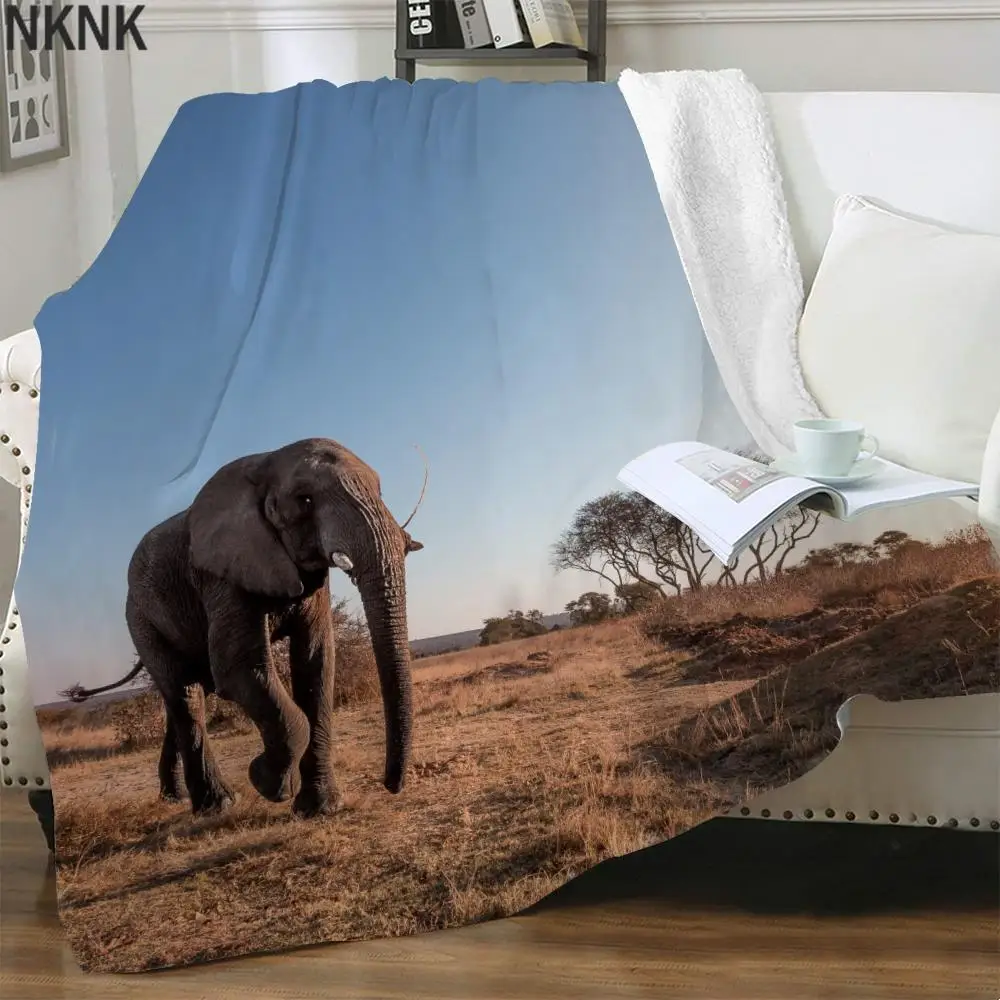 

NKNK Brank Elephant Blankets Animal Plush Throw Blanket Novelty Thin Quilt Trees 3D Print Sherpa Blanket Animal Vintage Pattern