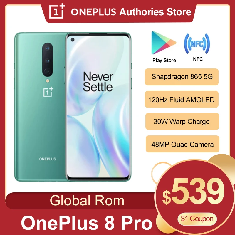Смартфон Oneplus 8 pro 5G экран 6 78 дюйма 8/12 Гб 128/256 ГБ Snapdragon 865 четыре тыловые камеры 48 Мп