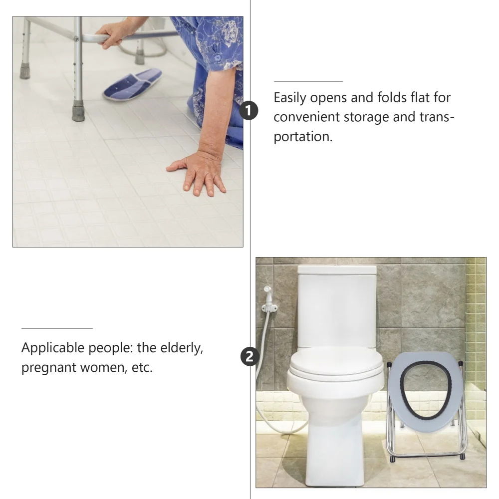 

1pc Foldable Portable Toilet Stool Bathroom Commode Chair for The Elderly