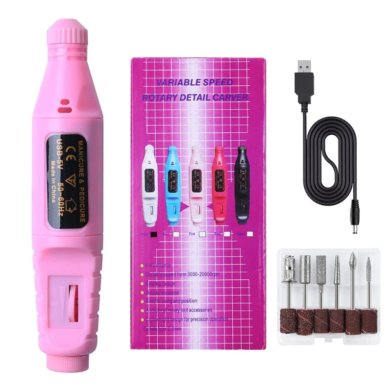 

USB Professional Electric Nail Drill Machine Manicure Pedicure Sanding Polisher Nail Art Pen Electric Mill Cutter