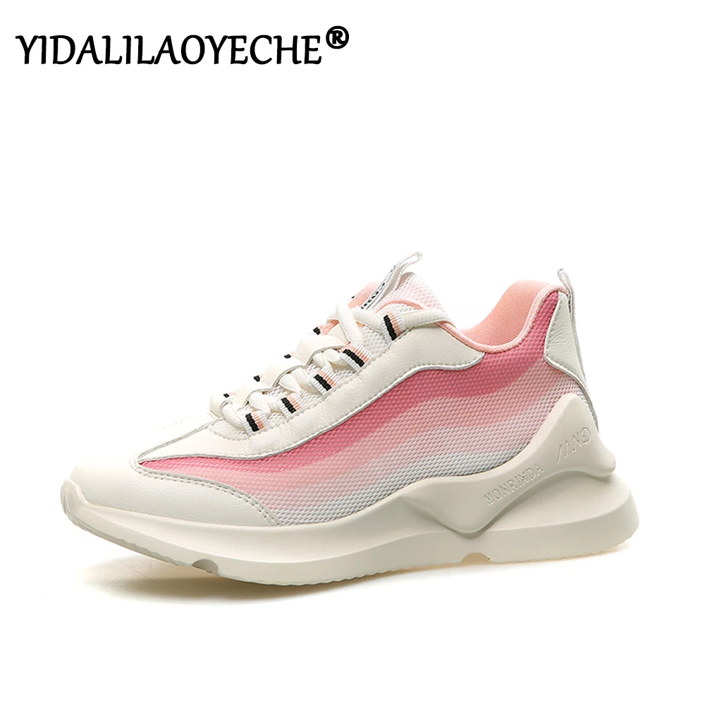YIDALILAOYECHE/Модные женские кроссовки высокого качества в полоску из сетчатого